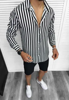 Compleu de vara camasa dungi + pantaloni 13213 imagine