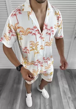 Compleu de vara camasa imprimeu + pantaloni 12056 imagine