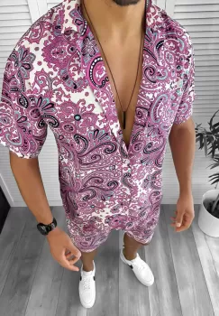 Compleu de vara camasa imprimeu + pantaloni 12743 D5-1.2 imagine