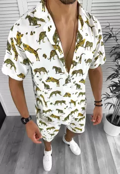 Compleu de vara camasa imprimeu + pantaloni 12826 imagine