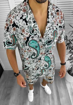 Compleu de vara camasa imprimeu + pantaloni 12838 22-1 imagine