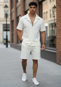 Compleu de vara camasa + pantaloni alb 3170 imagine