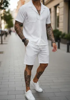 Compleu de vara camasa + pantaloni alb 3175 imagine