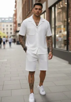 Compleu de vara camasa + pantaloni alb 3179 imagine