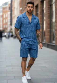 Compleu de vara camasa + pantaloni albastru 3172 imagine