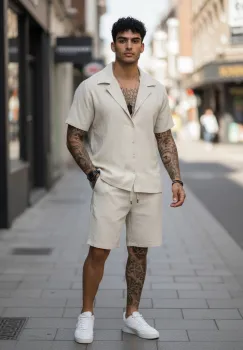 Compleu de vara camasa + pantaloni bej 3173 imagine