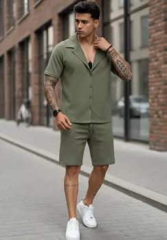 Compleu de vara camasa + pantaloni kaki 3173 imagine