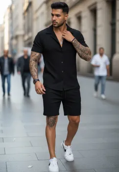 Compleu de vara camasa + pantaloni negru 3170 imagine