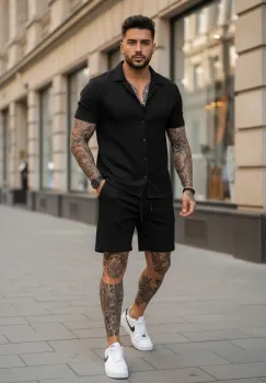 Compleu de vara camasa + pantaloni negru 3173 imagine