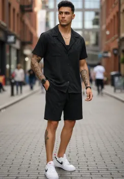 Compleu de vara camasa + pantaloni negru 3175 imagine