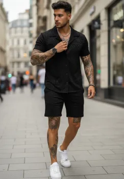 Compleu de vara camasa + pantaloni negru3176 imagine