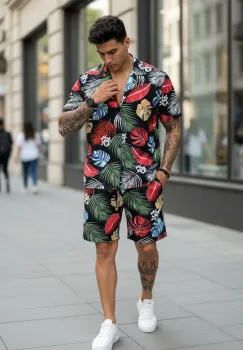 Compleu de vara cu imprimeu  camasa + pantaloni 975 imagine