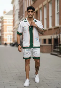 Compleu de vara cu imprimeu  camasa + pantaloni 979 imagine