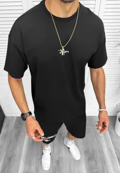 Compleu de vara  negru  tricou + pantaloni y250 imagine
