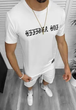 Compleu de vara tricou + pantaloni  alb  TS950 imagine