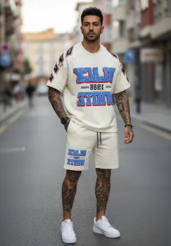 Compleu de vara tricou + pantaloni bej 5067 imagine