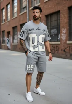 Compleu de vara tricou + pantaloni  gri 5069 imagine