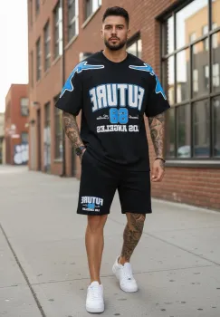 Compleu de vara tricou + pantaloni  negru 5068 imagine