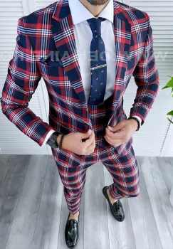 Costum barbati slim fit (SACOU + Pantaloni)  4227  N8-4.2 imagine