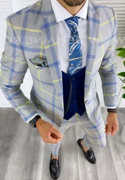 Costum barbati slim fit (SACOU+ VESTA)  bleumarin 5385 imagine