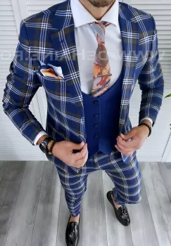 Costum barbati slim fit + Vesta B4219 imagine