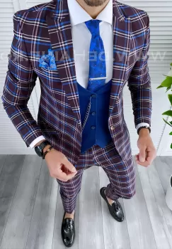 Costum barbati slim fit + Vesta B4220 imagine
