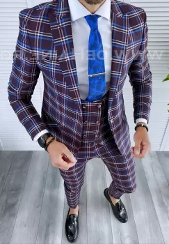 Costum barbati slim fit + Vesta B4224 imagine