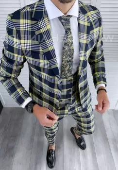 Costum barbati slim fit + Vesta B4225 imagine