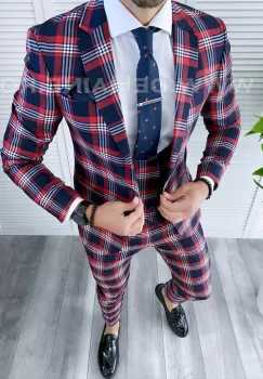 Costum barbati slim fit + Vesta B4227 imagine