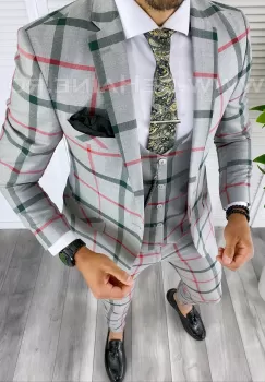 Costum barbati slim fit + Vesta B5363 S16 imagine