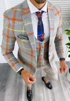 Costum barbati slim fit + Vesta B5378 imagine