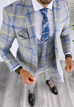 Costum barbati slim fit + Vesta B5379 126 -5 E~ imagine