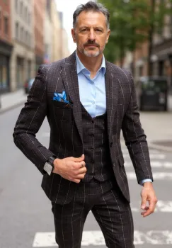 Costum barbati slim fit + Vesta grena 792 48 imagine