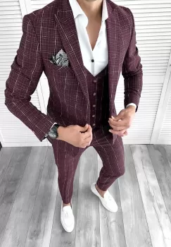 Costum barbati slim fit + Vesta GRENA B5361 s16 E imagine