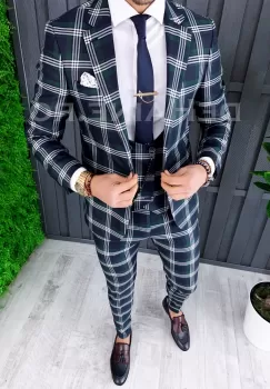 Costum barbati slim fit + Vesta ZR A7804 S24 e imagine