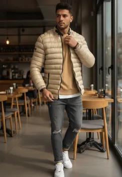 Geaca barbati de iarna bej 13412 imagine