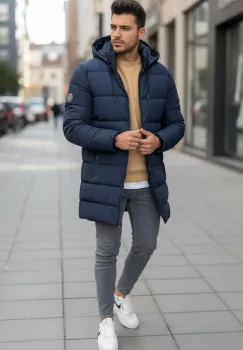 Geaca barbati de iarna bleumarin A26 imagine