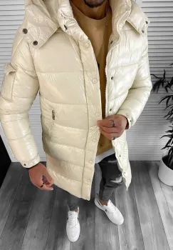 Geaca barbati de iarna lunga bej 5132 imagine