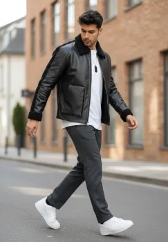 Geaca barbati de iarna neagra 13414 imagine