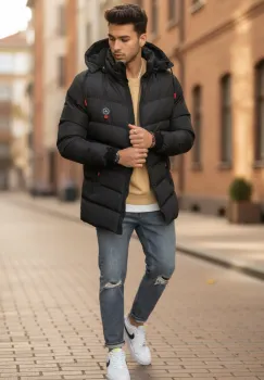 Geaca barbati de iarna neagra 13415 imagine