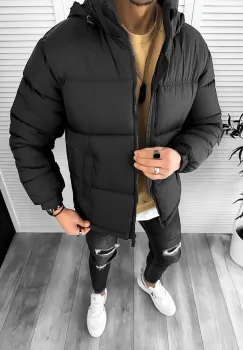 Geaca barbati de iarna neagra 2317 imagine