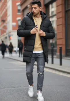 Geaca barbati de iarna neagra A26 imagine