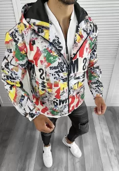 Geaca barbati de toamna cu imprimeu din fas subtire 12172 imagine