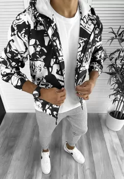 Geaca barbati de toamna cu imprimeu din fas subtire 12274 O5-4.3 imagine