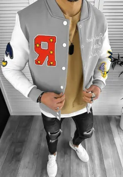 Geaca barbati de toamna cu imprimeu gri K185 imagine