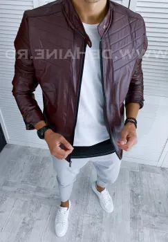 Geaca barbati grena piele ecologica  cu mic defect DEF2832  67-4 imagine