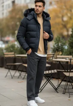 Geaca barbati groasa de iarna  bleumarin  TG2980 imagine