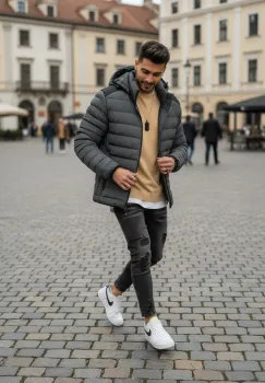 Geaca barbati groasa de iarna  gri   6652 imagine