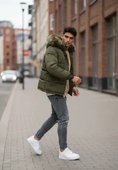 Geaca barbati groasa de iarna  kaki 2666 imagine