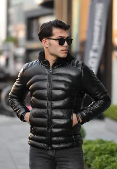 Geaca barbati groasa de iarna neagra 123450  D0-4 imagine